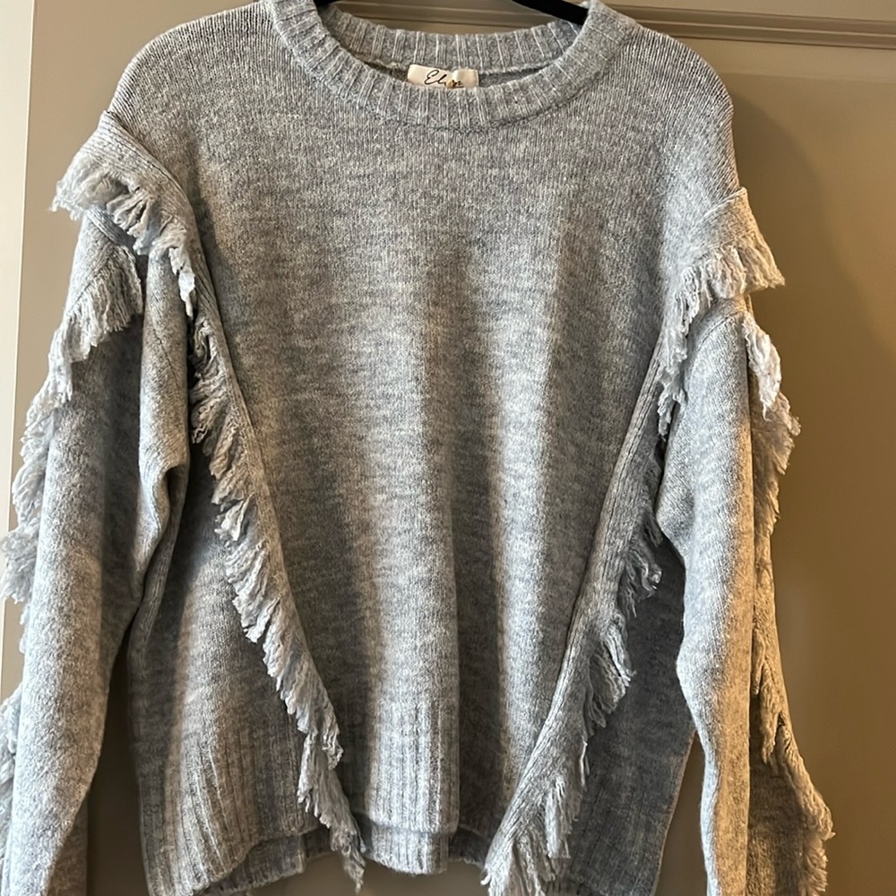 Elan Gray frayed sweater